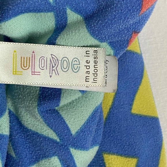 LulaRoe  Tall & Curvy Light Blue Multicolor Triangle Geometric Print Leggings - Picture 4 of 12